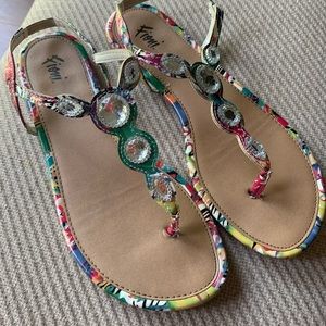Multicolor bling strappy sandal